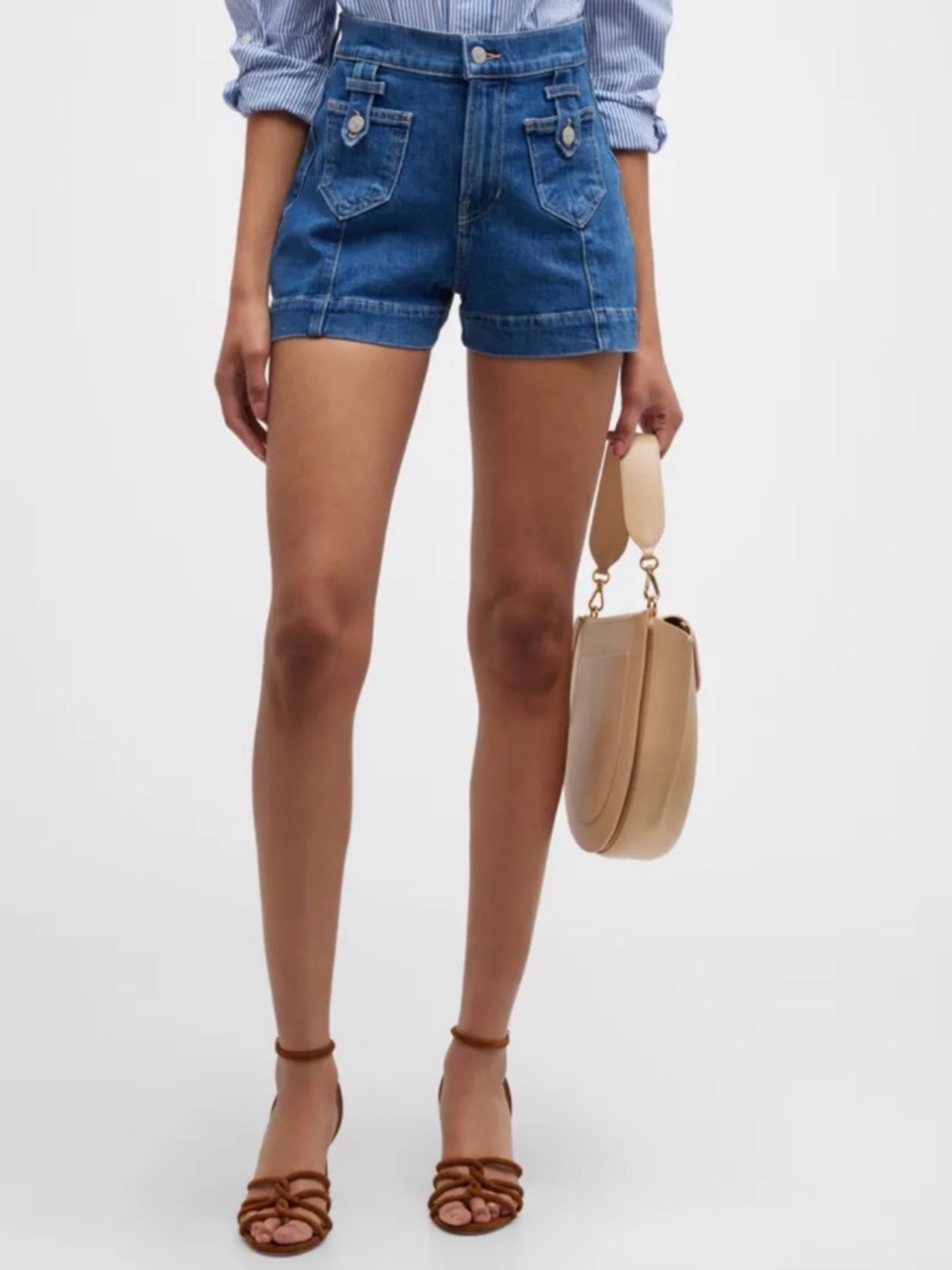 Veronica Beard Darnele High-Rise Denim Shorts - 27